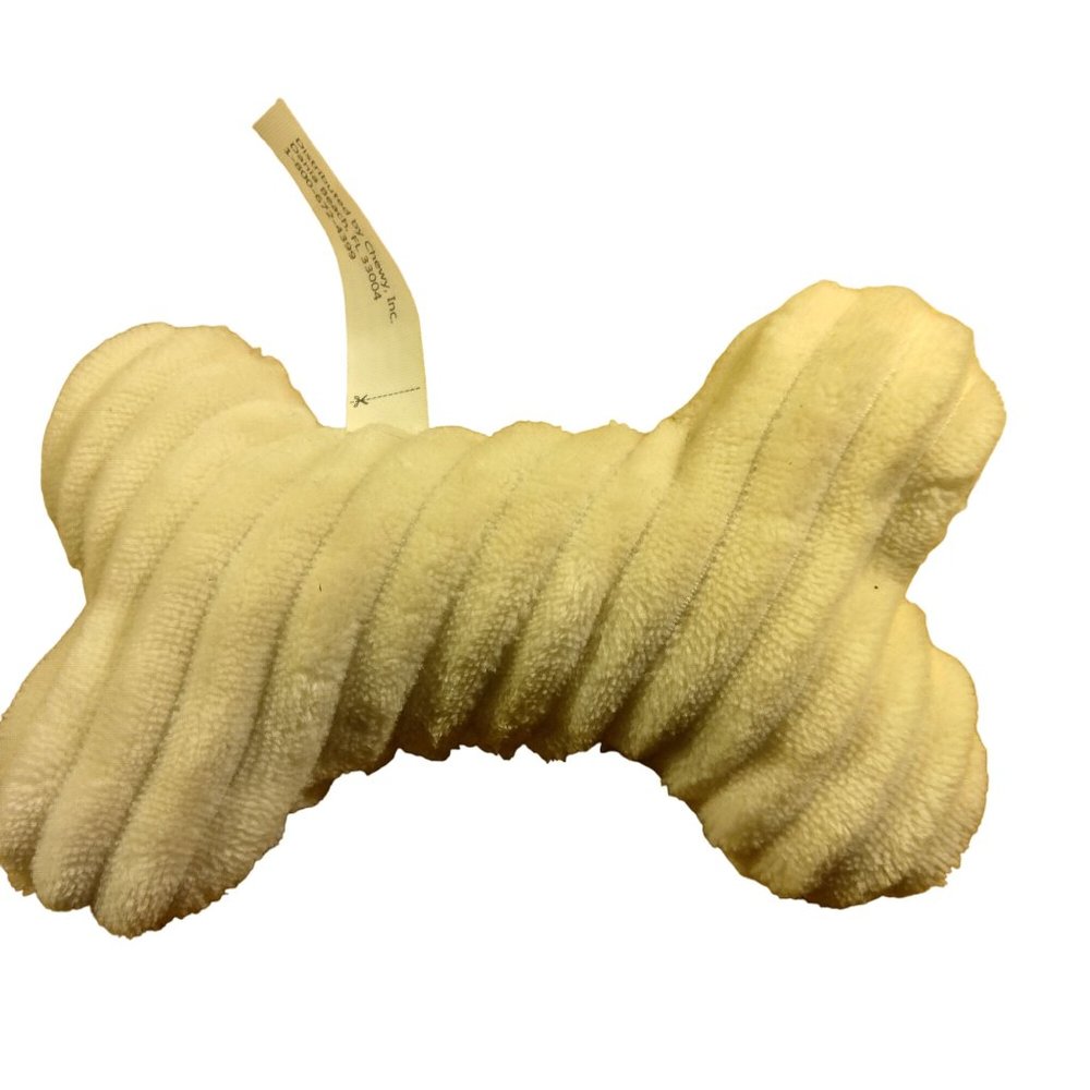 Chewy White Fleece Dogbone Dog Toy Fetch Cuddle Companion Squeaker
